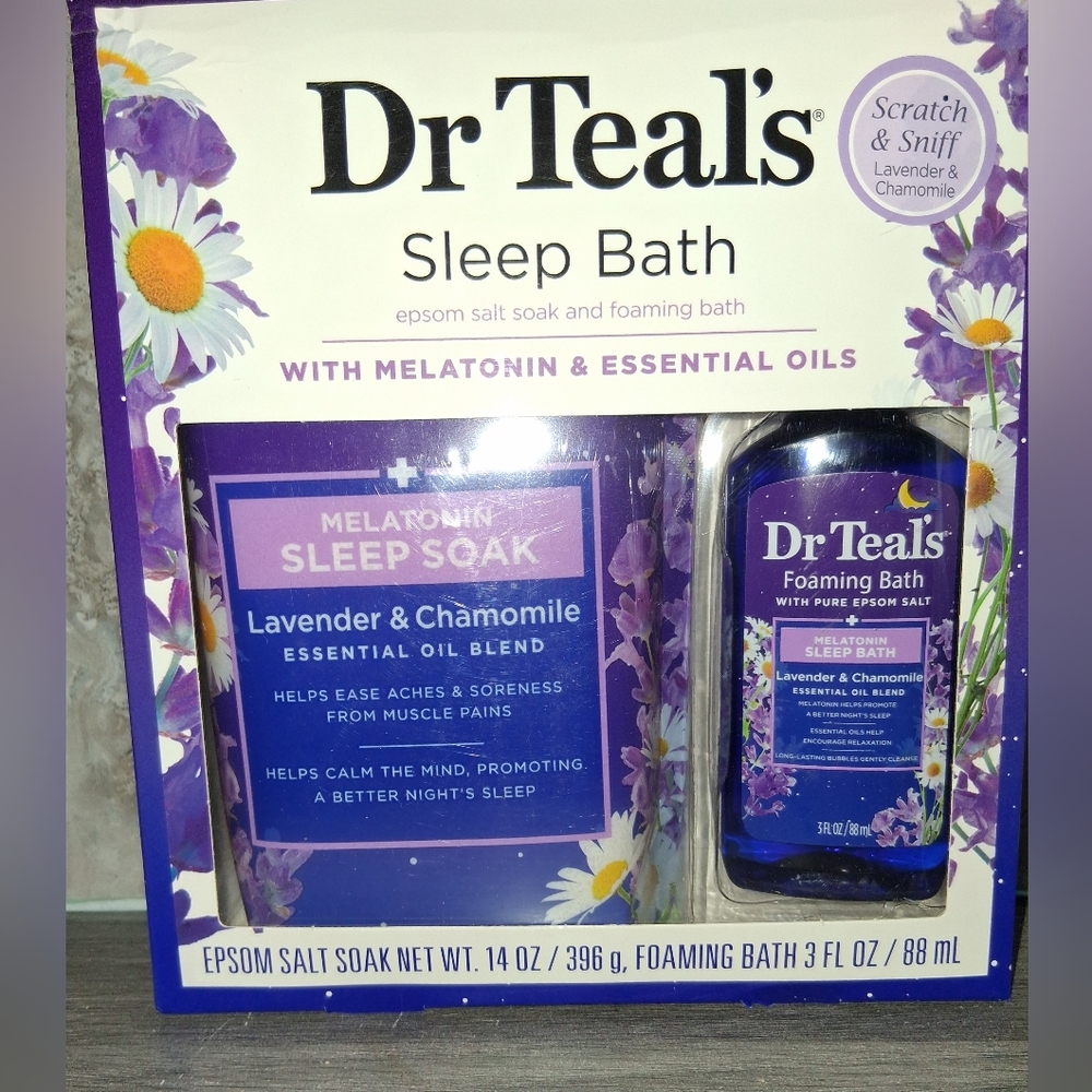 Dr Teal’s Sleep Bath Gift Set Epson Salt Soak AND Foaming Bath Vegan NEW